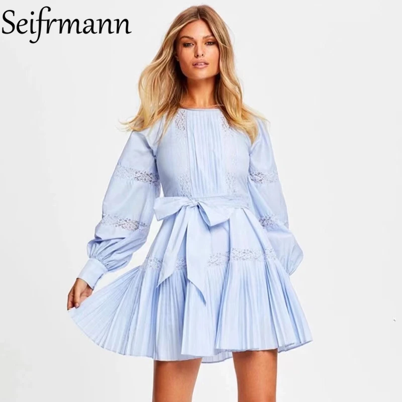 Seifrmann New 2021 Autumn Women Fashion Runway Party Mini Dress Lantern Sleeve Bow Sashes Lace Big Swing A-Line Dresses Vestidos
Seifrmann New 2021 Autumn Women Fashion Runway Party Mini Dress Lantern Sleeve Bow Sashes Lace Big Swing A-Line Dresses Vestidos