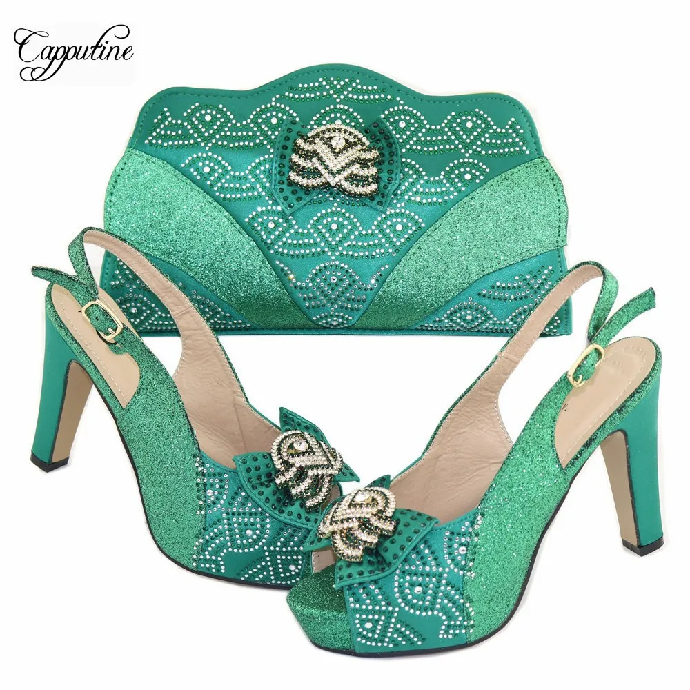 Nice Green Pumps With Bag Set African Lady High Heel Sandal Shoes And Handbag For Party CR1715 Heel Height 10CM
Nice Green Pumps With Bag Set African Lady High Heel Sandal Shoes And Handbag For Party CR1715 Heel Height 10CM