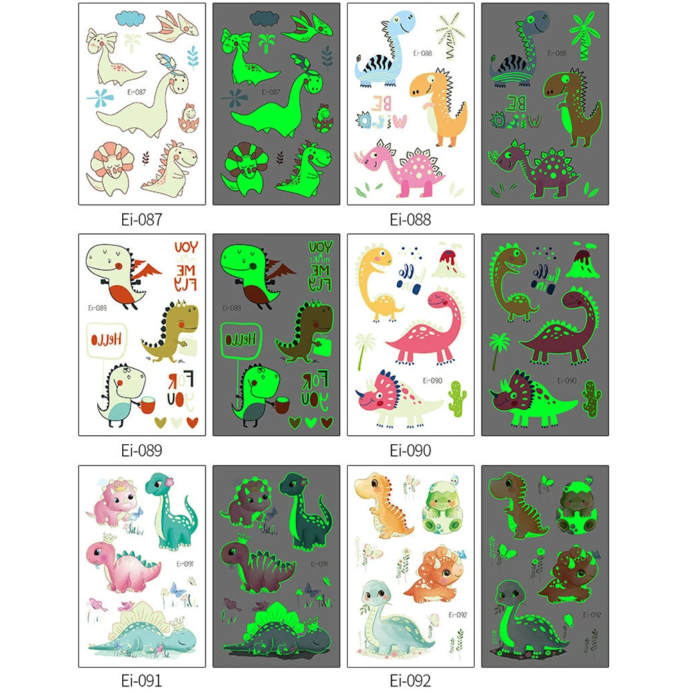 Светящийся динозавр детские наклейки-татуировки мультфильм забавные наклейки