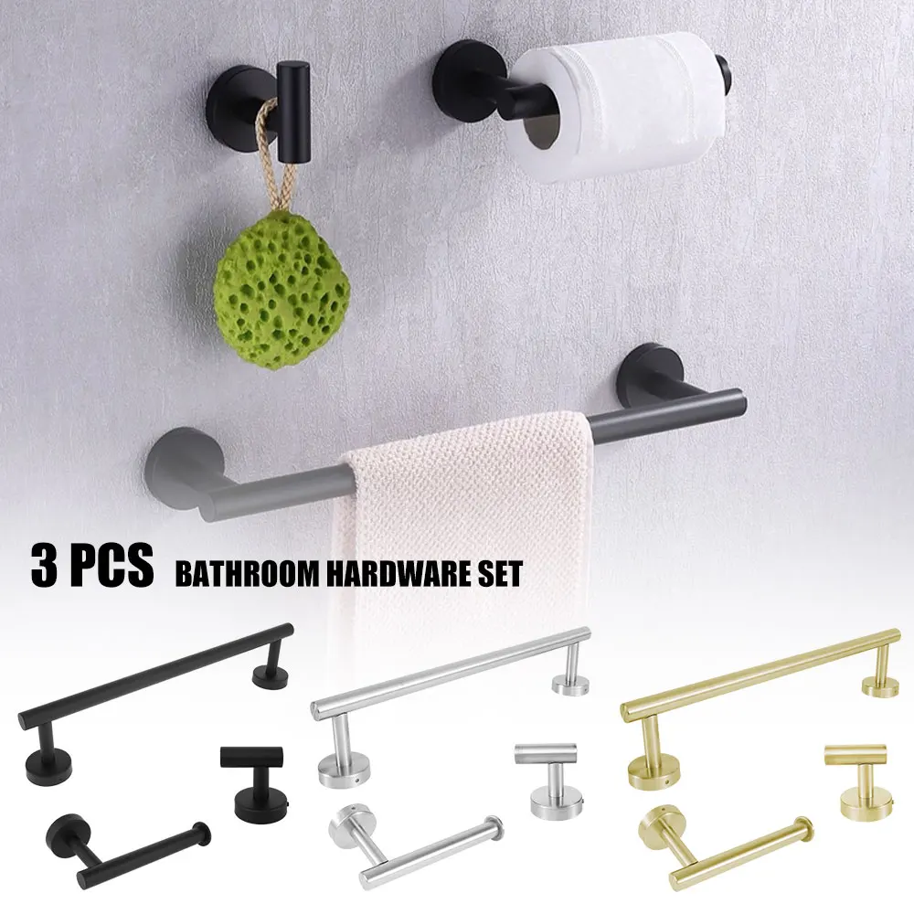3pcs Stainless Steel Bathroom Hardware Set Wall Mounted Hand Towel Bar Toilet Paper Holder Robe Towel Hooks Bathroom Accessories
3pcs Stainless Steel Bathroom Hardware Set Wall Mounted Hand Towel Bar Toilet Paper Holder Robe Towel Hooks Bathroom Accessories