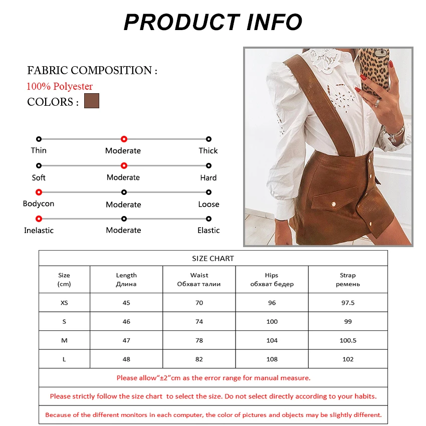 Mnealways18 Single-Breasted Pinafore Faux Leather Strap Skirts Womens High Waist Mini Brown Skirt Vintage Suspender Skirt 2020
Mnealways18 Single-Breasted Pinafore Faux Leather Strap Skirts Womens High Waist Mini Brown Skirt Vintage Suspender Skirt 2020