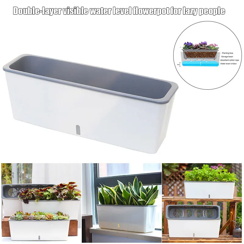'The Best' Self-Watering Planter Pots Long Strip Double Layer Flower Pot for Indoor Home Garden Modern Decorative 889
'The Best' Self-Watering Planter Pots Long Strip Double Layer Flower Pot for Indoor Home Garden Modern Decorative 889