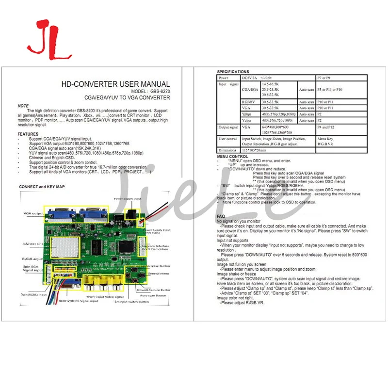 2 шт. переходник для видеоигр RGB/CGA/EGA/YUV на два VGA HD GBS-8220 двойной выход | Спорт и