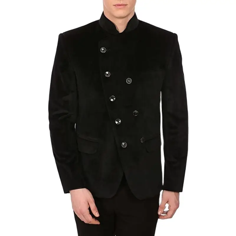 New Arrival Stand Lapel Design Men's Black Velvet Suits Custom Made Double Breasted Winter Fashion Warm Blazer Just One Jacket
New Arrival Stand Lapel Design Men's Black Velvet Suits Custom Made Double Breasted Winter Fashion Warm Blazer Just One Jacket