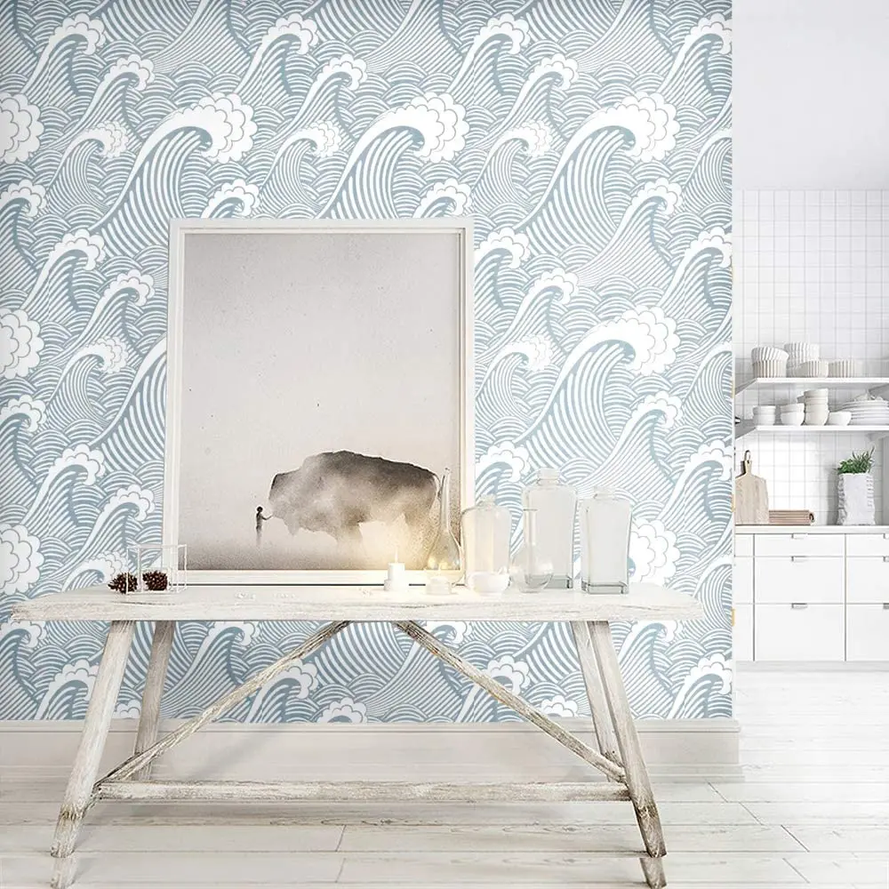 HaoHome Blue White Waves Peel and Stick Wallpaper Handpainting Seamless Spray Self-Adhesive Prepasted Wallpaper Wall Mural
HaoHome Blue White Waves Peel and Stick Wallpaper Handpainting Seamless Spray Self-Adhesive Prepasted Wallpaper Wall Mural