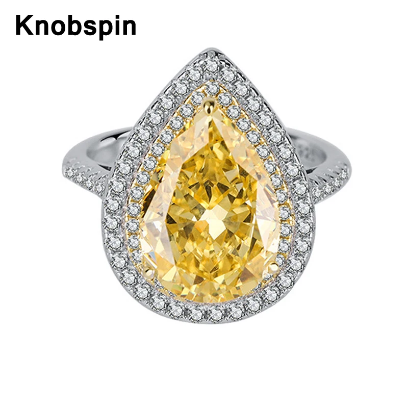 Knobspin Luxury 100% 925 Sterling Silver Radiant Cut Water Drop Yellow High Carbon Diamond Rings For Women Wedding Fine Jewelry
Knobspin Luxury 100% 925 Sterling Silver Radiant Cut Water Drop Yellow High Carbon Diamond Rings For Women Wedding Fine Jewelry