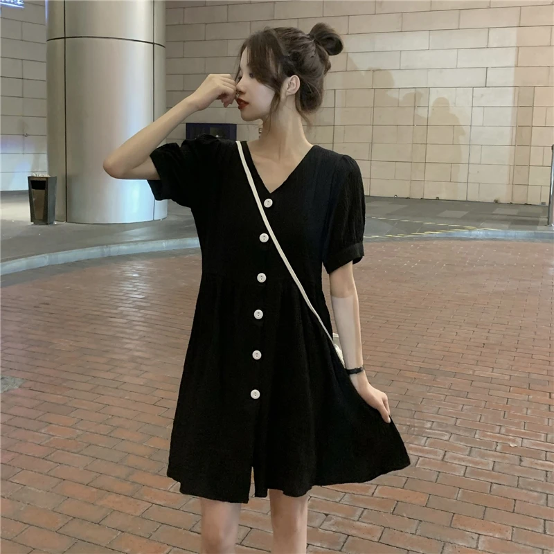 Make firm offers! Han edition retro v-neck girl nifty doll dress A word temperament hubble-bubble sleeve dress # 1208 
Make firm offers! Han edition retro v-neck girl nifty doll dress A word temperament hubble-bubble sleeve dress # 1208