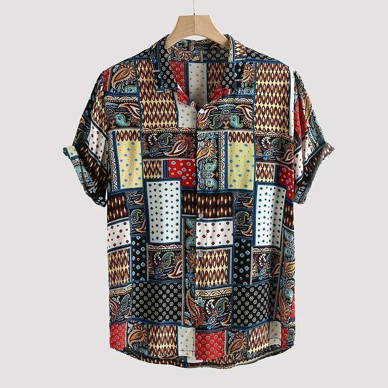 Mens Vintage Ethnic Style Printing Loose Short Sleeve Stand Collar Casual Shirt daily wearing high quality office big blouse
Mens Vintage Ethnic Style Printing Loose Short Sleeve Stand Collar Casual Shirt daily wearing high quality office big blouse