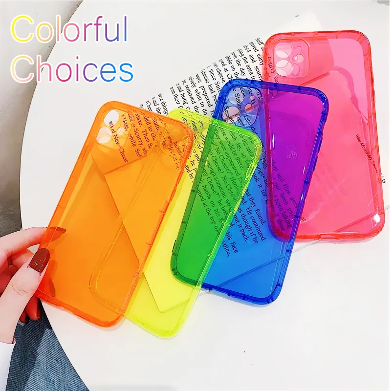 Shockproof Silicone Neon Phone Case For iPhone 12 11 Pro Xs Max lens Protection on iPhonee X Xr 6 6s 7 8 Plus SE Thick | Мобильные