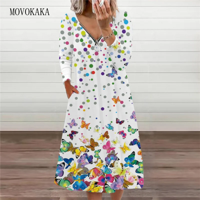 MOVOKAKA White Dots Print Dress Autumn Elegant Sexy Zipper Long Sleeve Dresses Woman Party Casual Vestidos Vintage Women's Dress
MOVOKAKA White Dots Print Dress Autumn Elegant Sexy Zipper Long Sleeve Dresses Woman Party Casual Vestidos Vintage Women's Dress