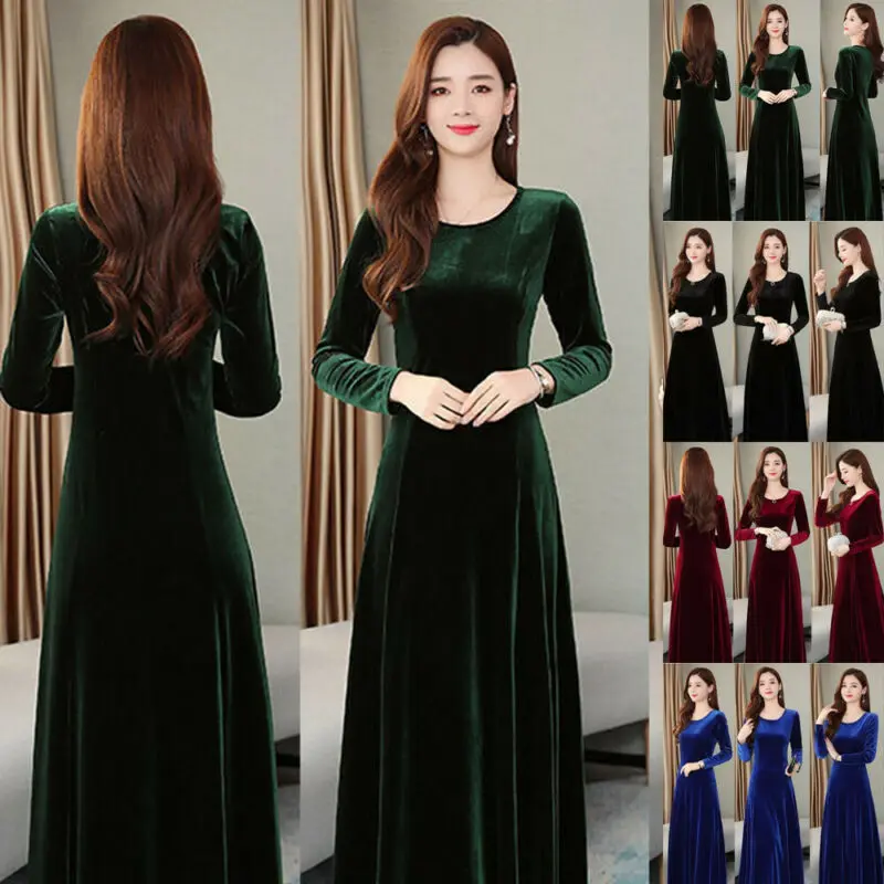 Winter Womens Long Sleeve Dress Gold Velvet Cocktail Long Maxi Dresses look thin
Winter Womens Long Sleeve Dress Gold Velvet Cocktail Long Maxi Dresses look thin