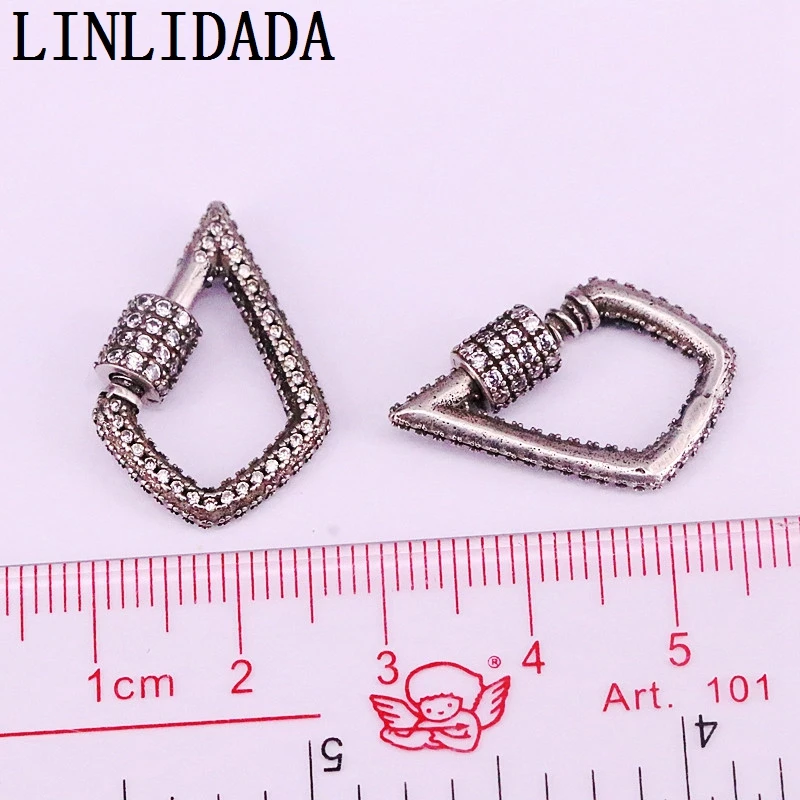 5Pcs 17*25mm Vintage Silver Plated CZ Cubic Zirconia Micro Pave Point Shape Clasp Lock Carabine, Accessories
5Pcs 17*25mm Vintage Silver Plated CZ Cubic Zirconia Micro Pave Point Shape Clasp Lock Carabine, Accessories