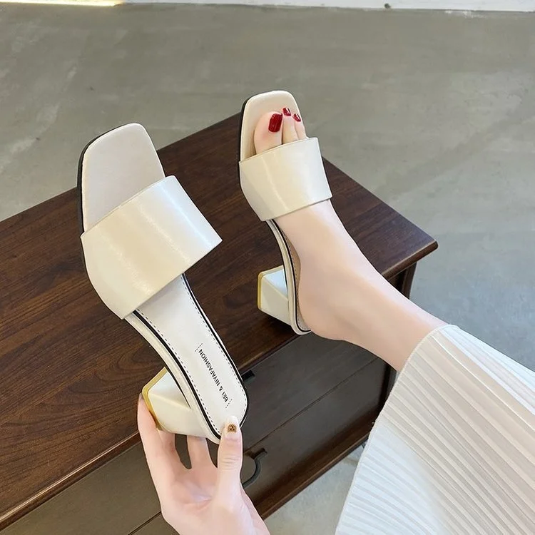 slippers for women to wear high-heeled one word Korean holiday summer fashion thick heeled sandals
slippers for women to wear high-heeled one word Korean holiday summer fashion thick heeled sandals