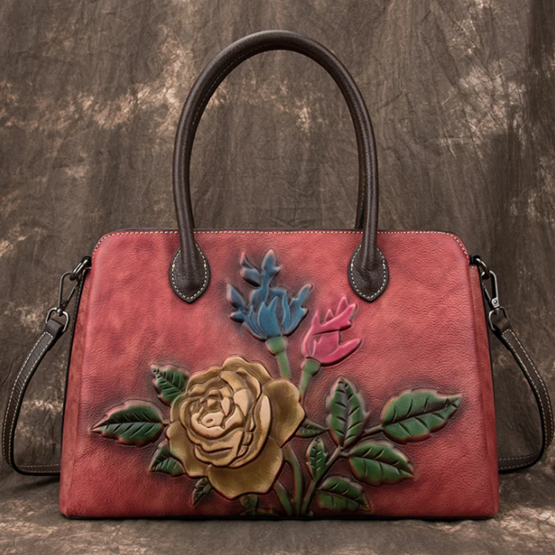 Genuine Leather Handmade Embossed Tote Women's Vintage Handbags Casual Shoulder Bag Luxury Female Bag Flower Designer Cross Body 
Genuine Leather Handmade Embossed Tote Women's Vintage Handbags Casual Shoulder Bag Luxury Female Bag Flower Designer Cross Body