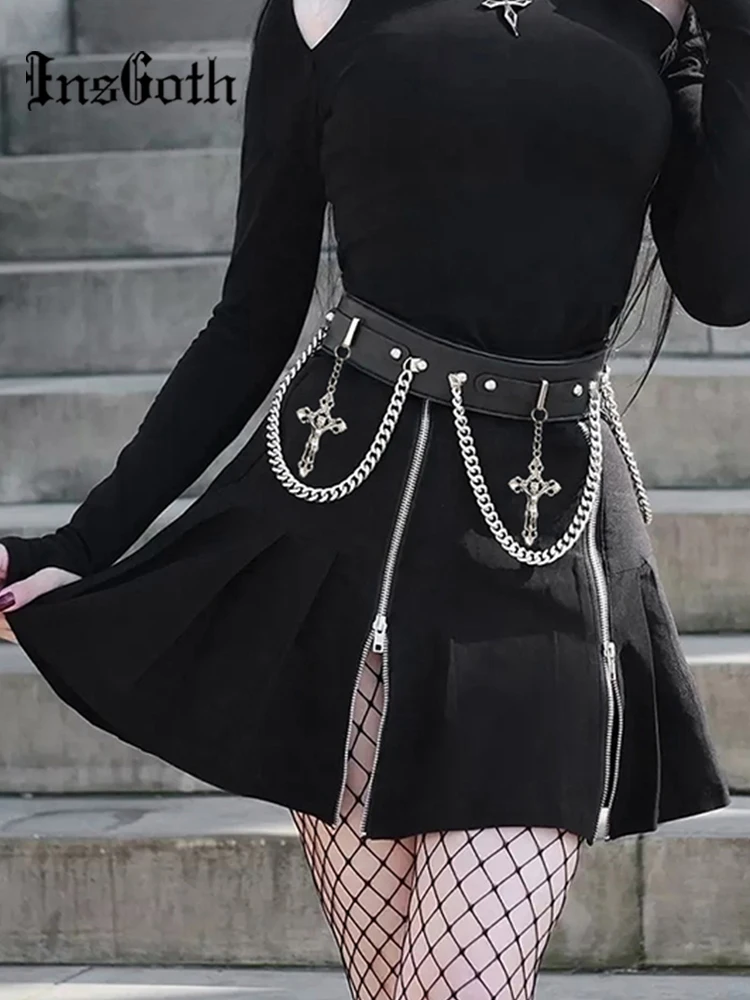 InsGoth Grunge Punk Black Zipper Skirt Women Aesthetic Goth High Waist With Belt Mini Skirts E Girl Streetwear Gothic Clothes
InsGoth Grunge Punk Black Zipper Skirt Women Aesthetic Goth High Waist With Belt Mini Skirts E Girl Streetwear Gothic Clothes