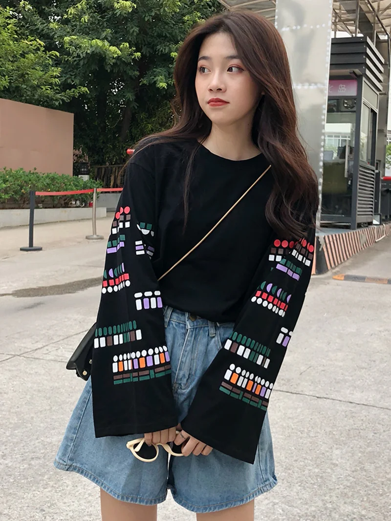 2019 Spring Autumn Harajuku Chic T-shirts Women Punk Loose Long Sleeve Print Sweet Tees Student All Match Korean Streetwear Tops
2019 Spring Autumn Harajuku Chic T-shirts Women Punk Loose Long Sleeve Print Sweet Tees Student All Match Korean Streetwear Tops