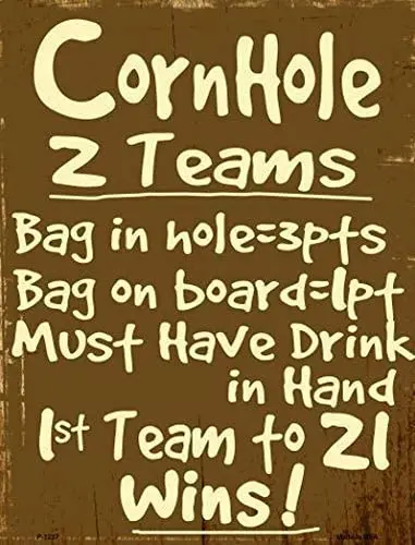 Anjoes Cornhole Rules Retro Vintage Metal Tin Sign Wall Plaque for Cafe Beer Club Wall Home Decor 8x12
Anjoes Cornhole Rules Retro Vintage Metal Tin Sign Wall Plaque for Cafe Beer Club Wall Home Decor 8x12