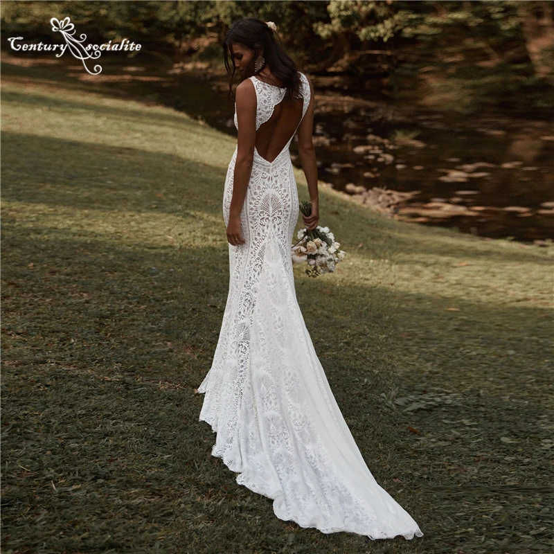 Lace Boho Wedding Dress for Women 2022 V-Neck Backless Elegant Mermaid Bride Dresses Bohemian Bridal Gowns Vestido De Noiva
Lace Boho Wedding Dress for Women 2022 V-Neck Backless Elegant Mermaid Bride Dresses Bohemian Bridal Gowns Vestido De Noiva