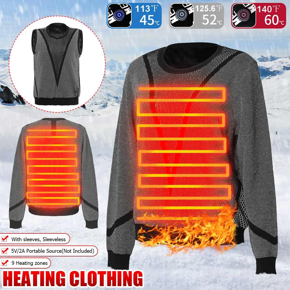 Sales 9 Areas Heating Vest Fashion Design Spliced Sweater Winter Women Thicken Vest O-Neck Solid Color Long Sleeve Sweaters
Sales 9 Areas Heating Vest Fashion Design Spliced Sweater Winter Women Thicken Vest O-Neck Solid Color Long Sleeve Sweaters