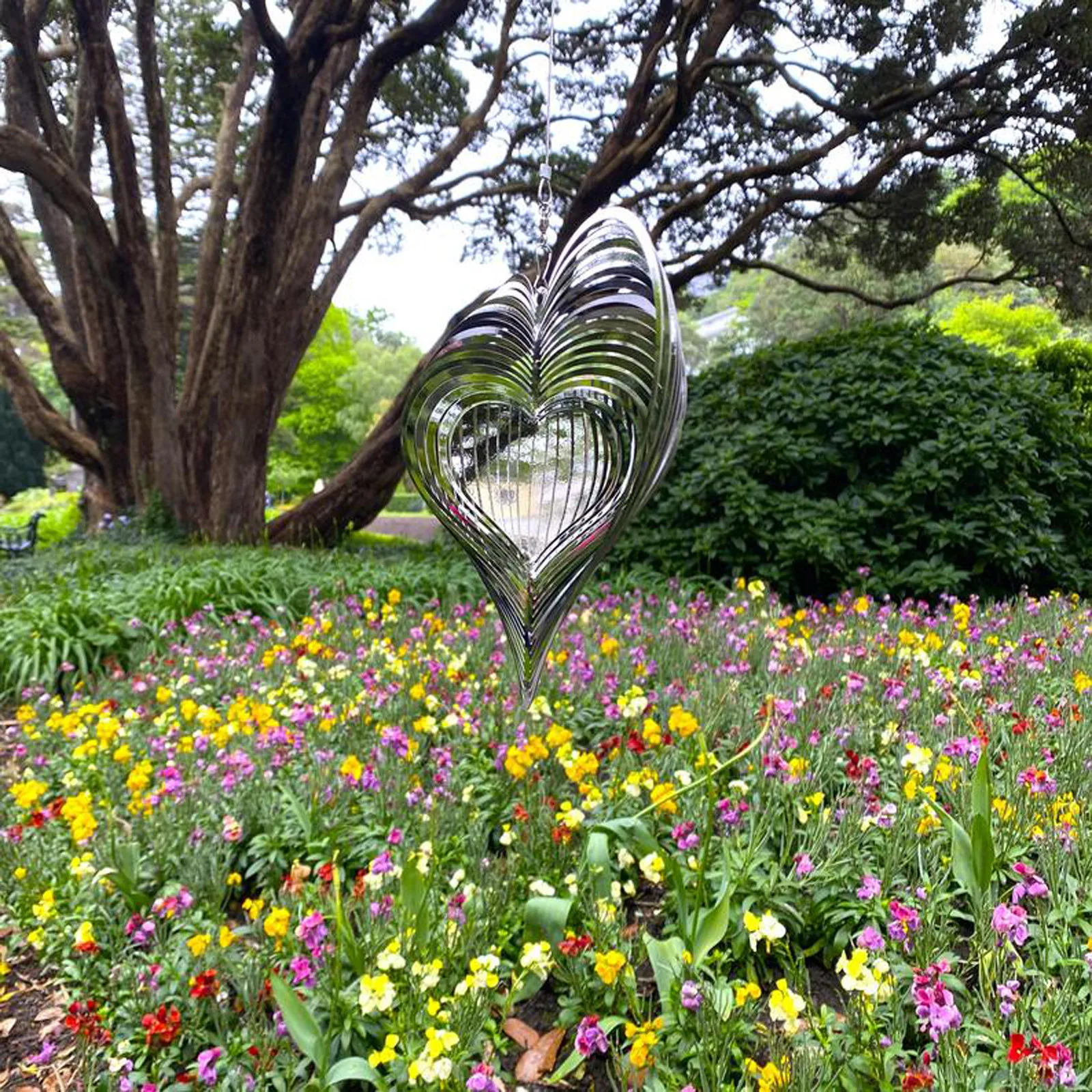 Nordic Style Stainless Steel Mirror Love Heart Metal Rotating Wind Chime Garden Metal Trimming Frame, Silver Heart Design
Nordic Style Stainless Steel Mirror Love Heart Metal Rotating Wind Chime Garden Metal Trimming Frame, Silver Heart Design