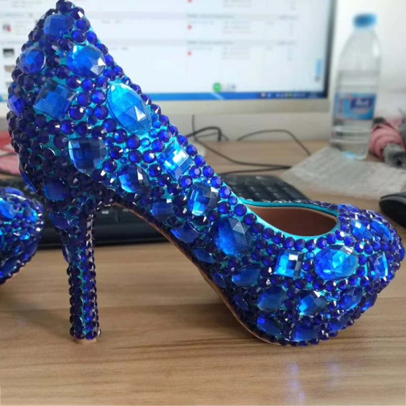 Platform Pumps Wedding Shoes Blue Woman Crystal High Heels Bride Lady Shoes Party Rhinestone Round Toe Slip On Shoes Big Size 43
Platform Pumps Wedding Shoes Blue Woman Crystal High Heels Bride Lady Shoes Party Rhinestone Round Toe Slip On Shoes Big Size 43