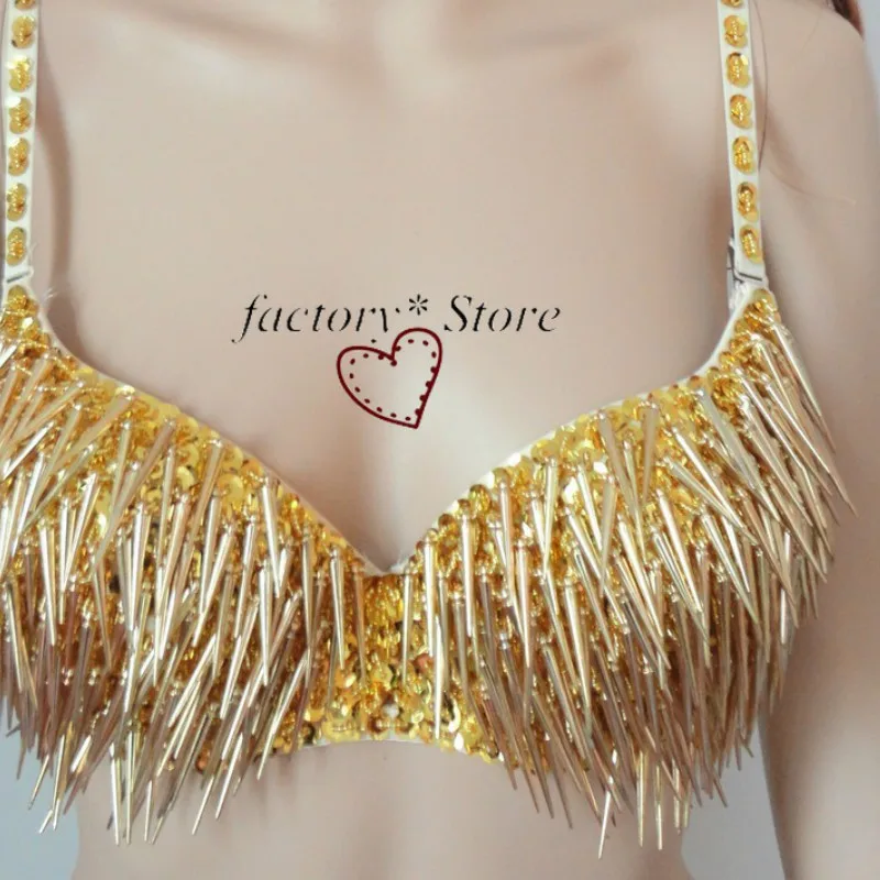 Rivet Bra Club Bar Singer Costumes Belly Dance Bra underwear
Rivet Bra Club Bar Singer Costumes Belly Dance Bra underwear