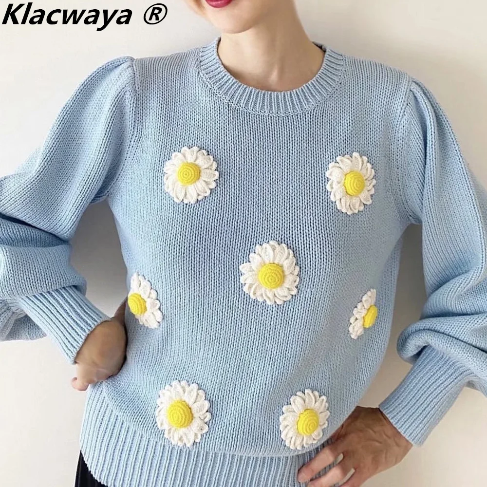 Klacwaya 2021, женский модный вязаный свитер с цветочной вышивкой, винтажные женские осенние пуловеры с круглым вырезом и длинным рукавом, шикарные топы
Klacwaya 2021, женский модный вязаный свитер с цветочной вышивкой, винтажные женские осенние пуловеры с круглым вырезом и длинным рукавом, шикарные топы