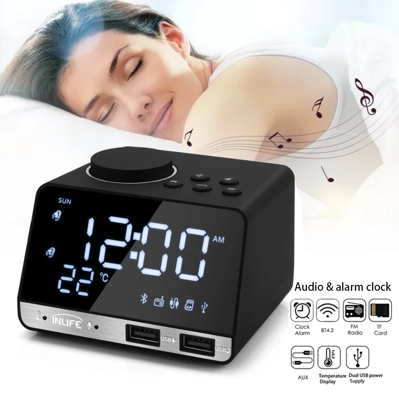 Цифровой будильник с Bluetooth 4 2 радиоколонка функцией измерения температуры и