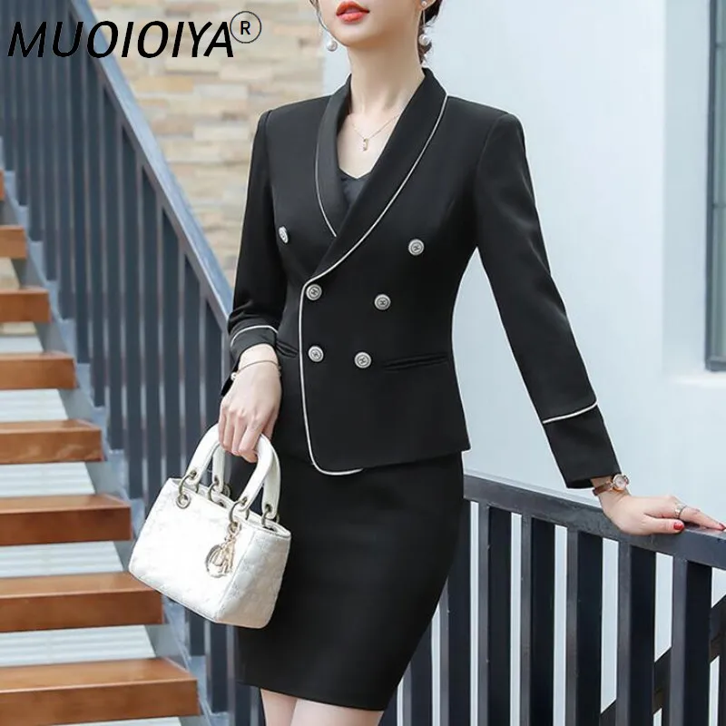 Skirt Suits Office Ladies Wear Work Formal Business Elegant Designer Long Sleeve Double Breasted Blazer Mini Dress Women Set
Skirt Suits Office Ladies Wear Work Formal Business Elegant Designer Long Sleeve Double Breasted Blazer Mini Dress Women Set