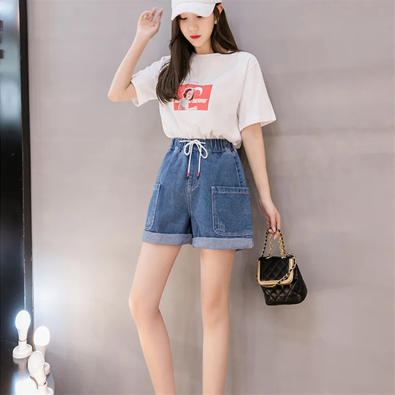 POUNGDUDU 100KG Wearable Women's Denim Shorts For Girl Plus Size Pants Jean Female Pockets Elastic Waist Loose Sweetown 2021 New
POUNGDUDU 100KG Wearable Women's Denim Shorts For Girl Plus Size Pants Jean Female Pockets Elastic Waist Loose Sweetown 2021 New