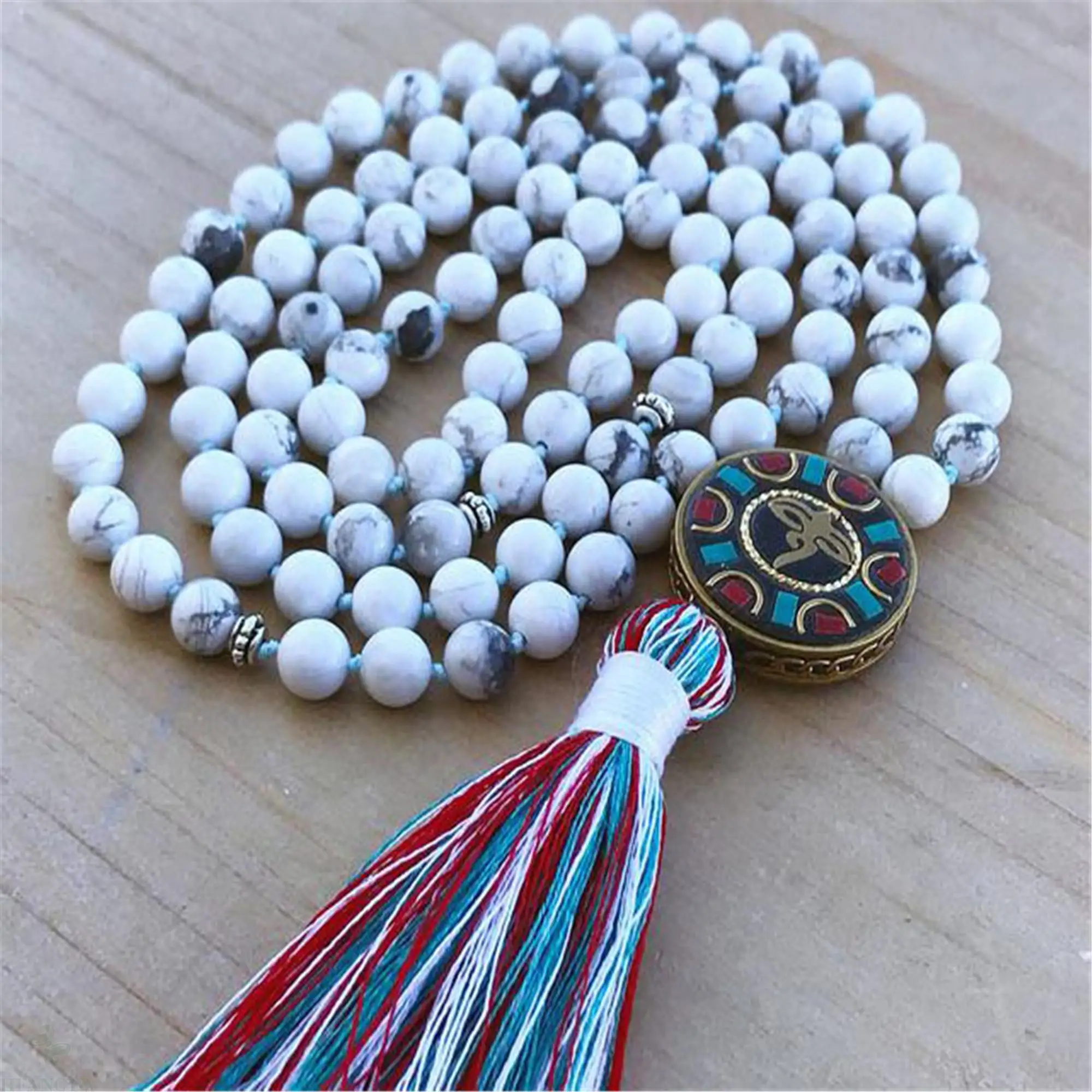 8mm Natural Howlite 108 Beads Knot Necklace Nepal pendant Pray Meditation Cuff Lucky Wristband Yoga Elegant Classic
8mm Natural Howlite 108 Beads Knot Necklace Nepal pendant Pray Meditation Cuff Lucky Wristband Yoga Elegant Classic