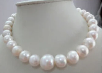 

free shipping HUGE 18"12-15MM NATURAL AUSTRALIAN SOUTH SEA GENUINE WHITE NUCLEAR PEARL NECKLACE