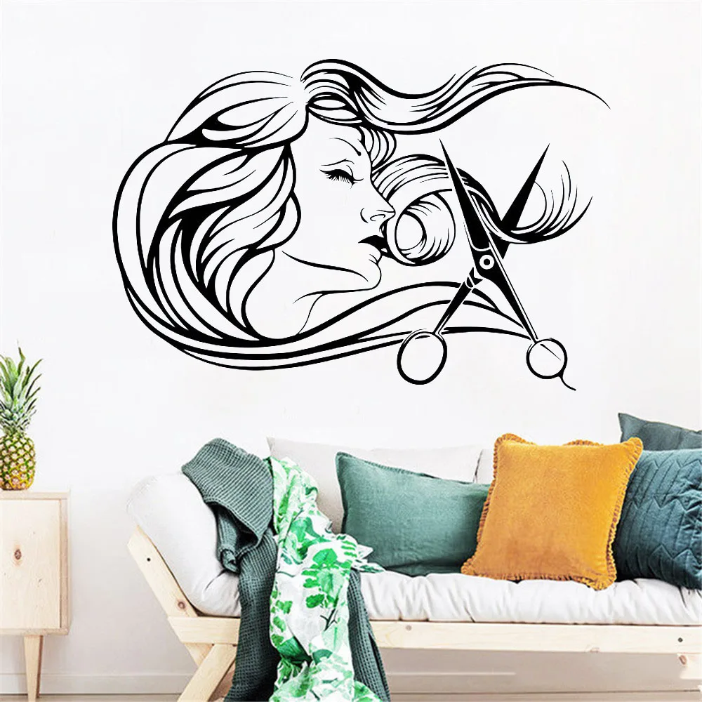 Beauty Hair Salon Woman Wall Decal Barber Shop Hair Stylist Tools scissors Hairdresser's Salon Wall Sticker Glass Vinyl WL334
Beauty Hair Salon Woman Wall Decal Barber Shop Hair Stylist Tools scissors Hairdresser's Salon Wall Sticker Glass Vinyl WL334