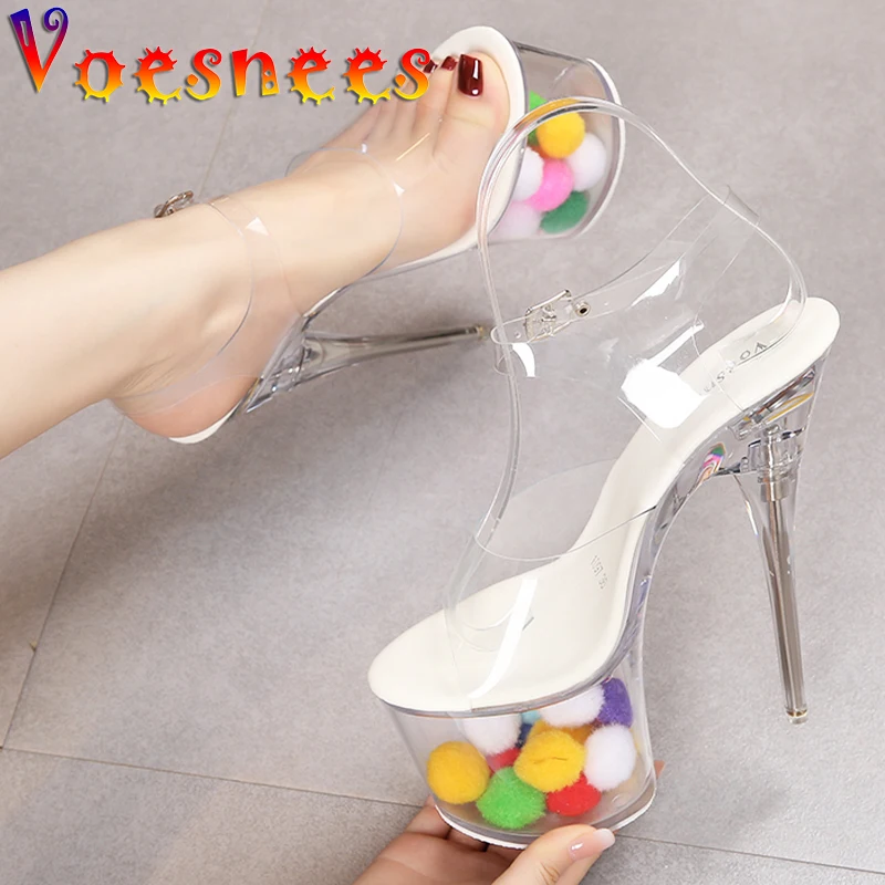 Color Hairball Glow Transparent Women Shoes Summer Pole Dancing Sandals Super High Heels Platform Sexy Walk Show Female Sandals
Color Hairball Glow Transparent Women Shoes Summer Pole Dancing Sandals Super High Heels Platform Sexy Walk Show Female Sandals