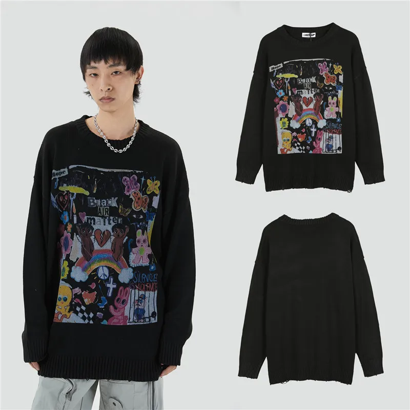 2021 Harajuku Streetwear Mens Sweater Graffiti Print Knitted Pullovers Autumn Winter Hip Hop vintage Oversized Jumper Sweaters
2021 Harajuku Streetwear Mens Sweater Graffiti Print Knitted Pullovers Autumn Winter Hip Hop vintage Oversized Jumper Sweaters