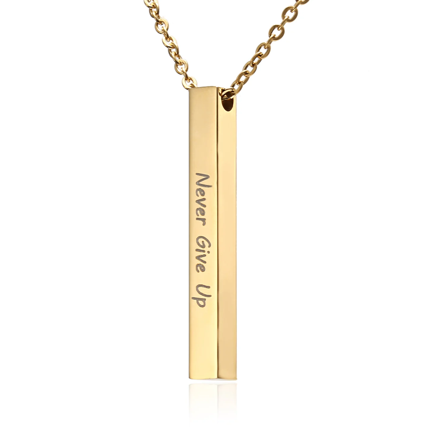 Fashion Never Give Up Stainless Steel Three-Dimensional Stick Lettering Necklace Women Men Trendy Jewelry Wholesale Hot Sale 
Fashion Never Give Up Stainless Steel Three-Dimensional Stick Lettering Necklace Women Men Trendy Jewelry Wholesale Hot Sale