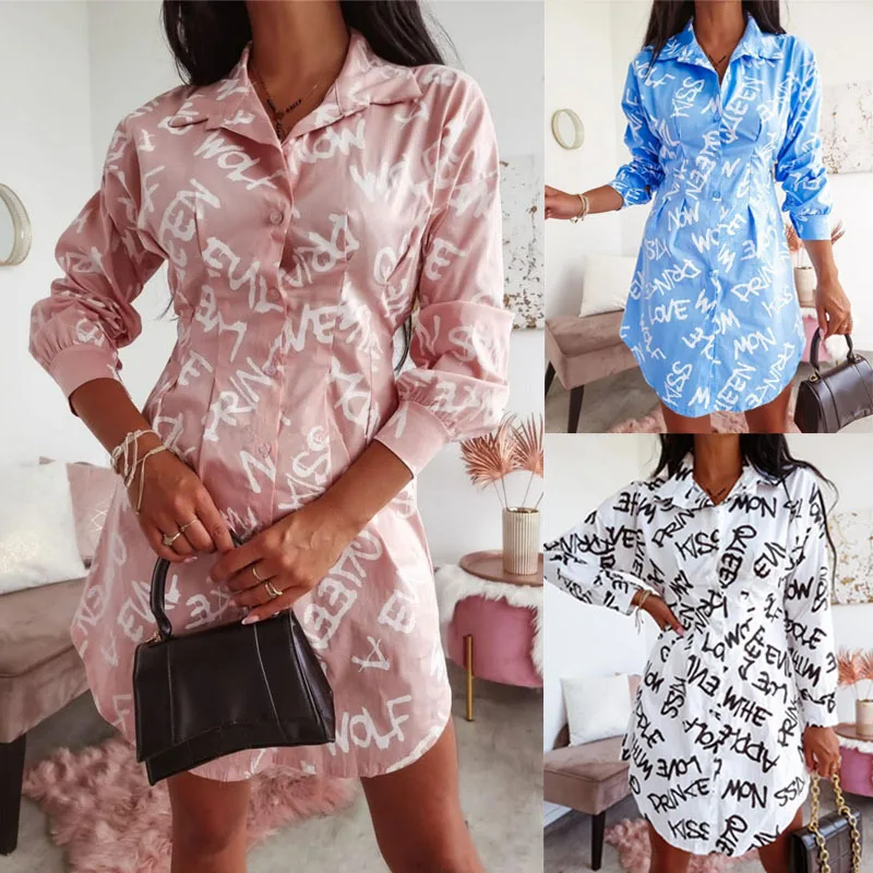 Sexy Letter Printed Dresses Spring Autumn 2022 Long Sleeve Turn-down Collar V-Neck Single Breasted Tunic Dress Women's Clothing
Sexy Letter Printed Dresses Spring Autumn 2022 Long Sleeve Turn-down Collar V-Neck Single Breasted Tunic Dress Women's Clothing