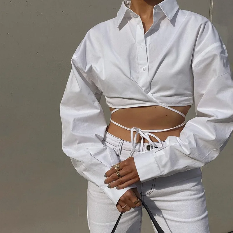 Women Cropped White Shirt Turn down collar single breasted lace up high waist vintage women autumn tops street wear sexy tops
Women Cropped White Shirt Turn down collar single breasted lace up high waist vintage women autumn tops street wear sexy tops