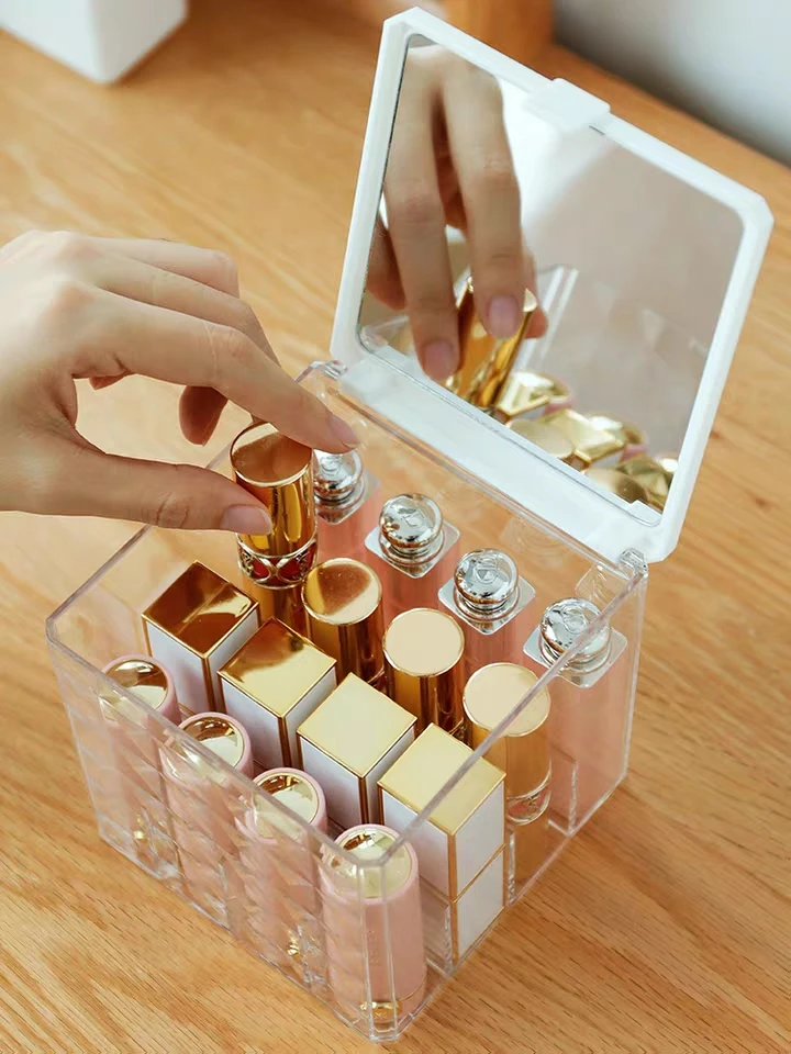 lipstick holder with cover and mirror nail polish storage box Skin care storage holder makeup cosmetic organizer
lipstick holder with cover and mirror nail polish storage box Skin care storage holder makeup cosmetic organizer