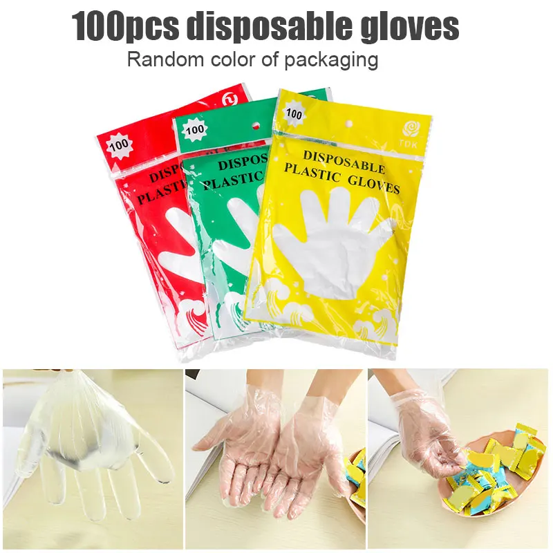 

100PCS Disposable Plastic Vinyl Clear Medium Gloves Allergy Latex And Powder Free Great For Home Kitchen lpfk Household Cleanin