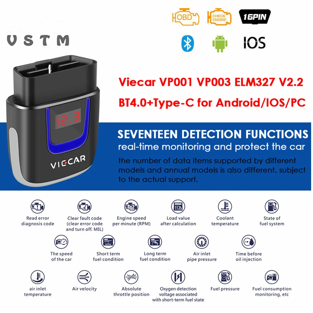 OBD2 WIFI Bluetooth 4,0 Viecar ELM327 V2.2 PIC18F25K80 USB-сканер для Android/IOS ELM 327 OBD 2 OBD2 автомобильный диагностический автоинструмент
OBD2 WIFI Bluetooth 4,0 Viecar ELM327 V2.2 PIC18F25K80 USB-сканер для Android/IOS ELM 327 OBD 2 OBD2 автомобильный диагностический автоинструмент