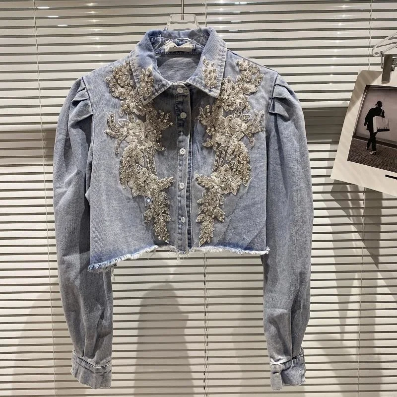 Heavy Industry Diamond Nail Bead Flower Denim Jacket 2021 Autumn New Style Small Fragrance Design Small Short Jean Coat
Heavy Industry Diamond Nail Bead Flower Denim Jacket 2021 Autumn New Style Small Fragrance Design Small Short Jean Coat