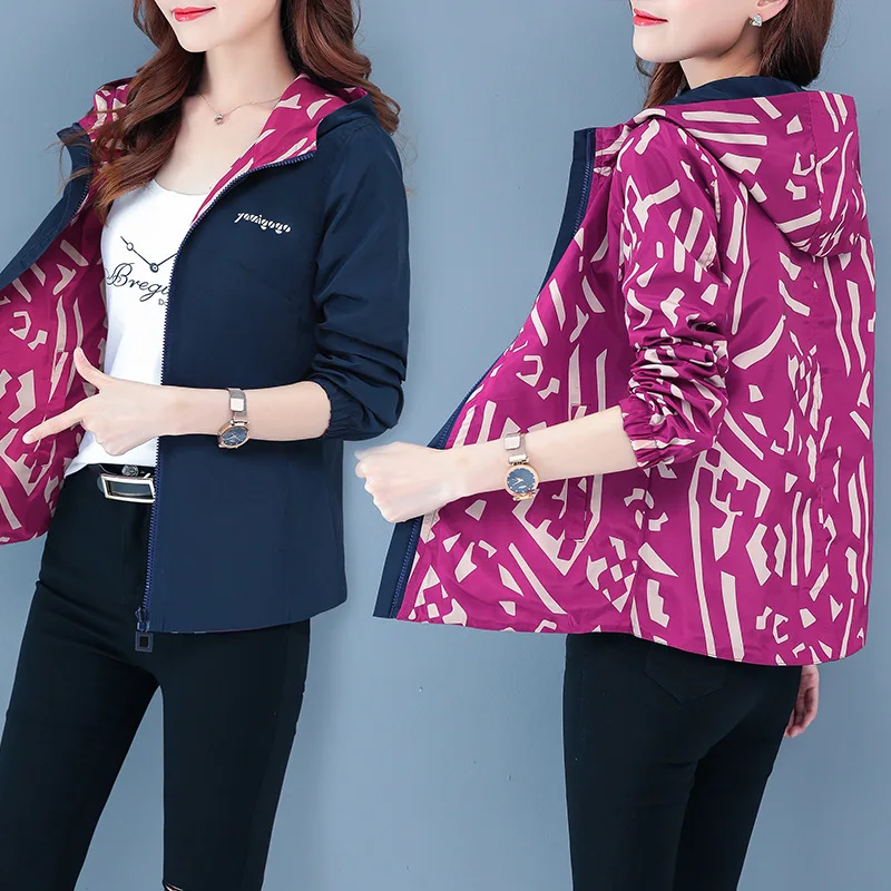 New Double-sided Wear Windbreaker Female Spring Autumn Clothes Korean Print Hooded Short Jacket Plus Size 4XL Women Coats Tops
New Double-sided Wear Windbreaker Female Spring Autumn Clothes Korean Print Hooded Short Jacket Plus Size 4XL Women Coats Tops