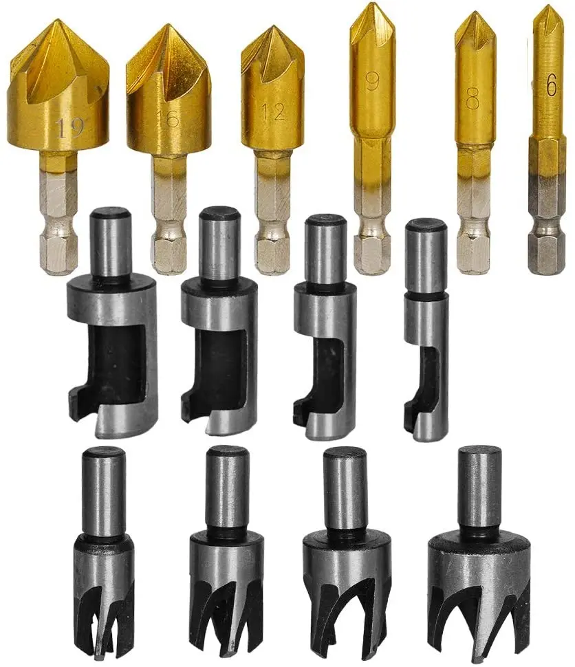 22pcs Woodworking Drilling or Chamfer tool Wood Plug cutter,1/4" Hex Shank Countersink Drill Bits, Countersink Drill Bit
22pcs Woodworking Drilling or Chamfer tool Wood Plug cutter,1/4" Hex Shank Countersink Drill Bits, Countersink Drill Bit