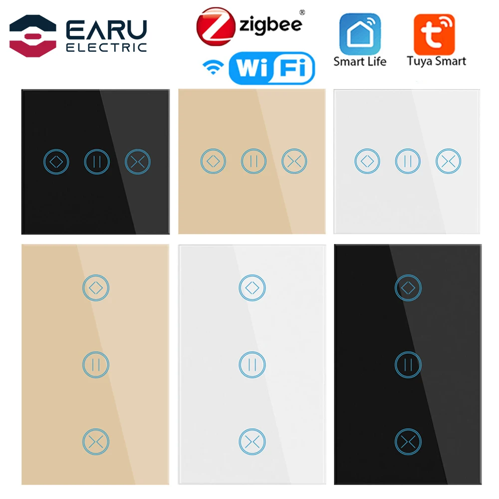 Умный сенсорный выключатель для штор, 10 А, Wi-Fi/Zigbee 
Умный сенсорный выключатель для штор, 10 А, Wi-Fi/Zigbee