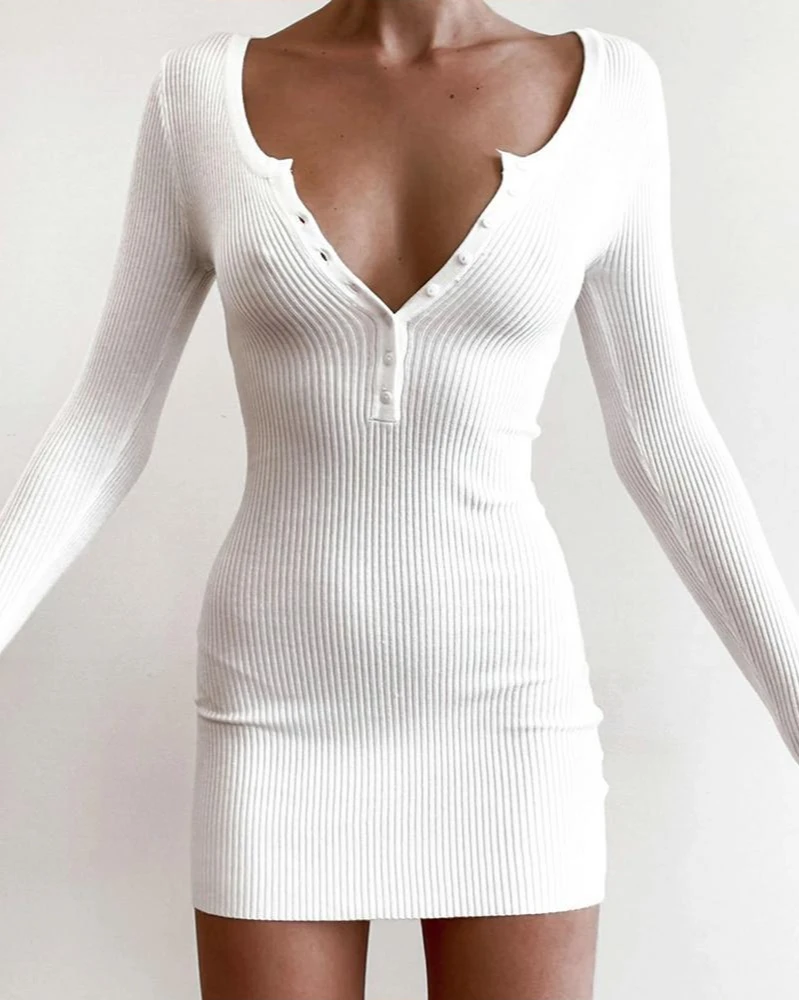 New products for women's fashion casual solid color sexy deep V-neck tight dress
New products for women's fashion casual solid color sexy deep V-neck tight dress
