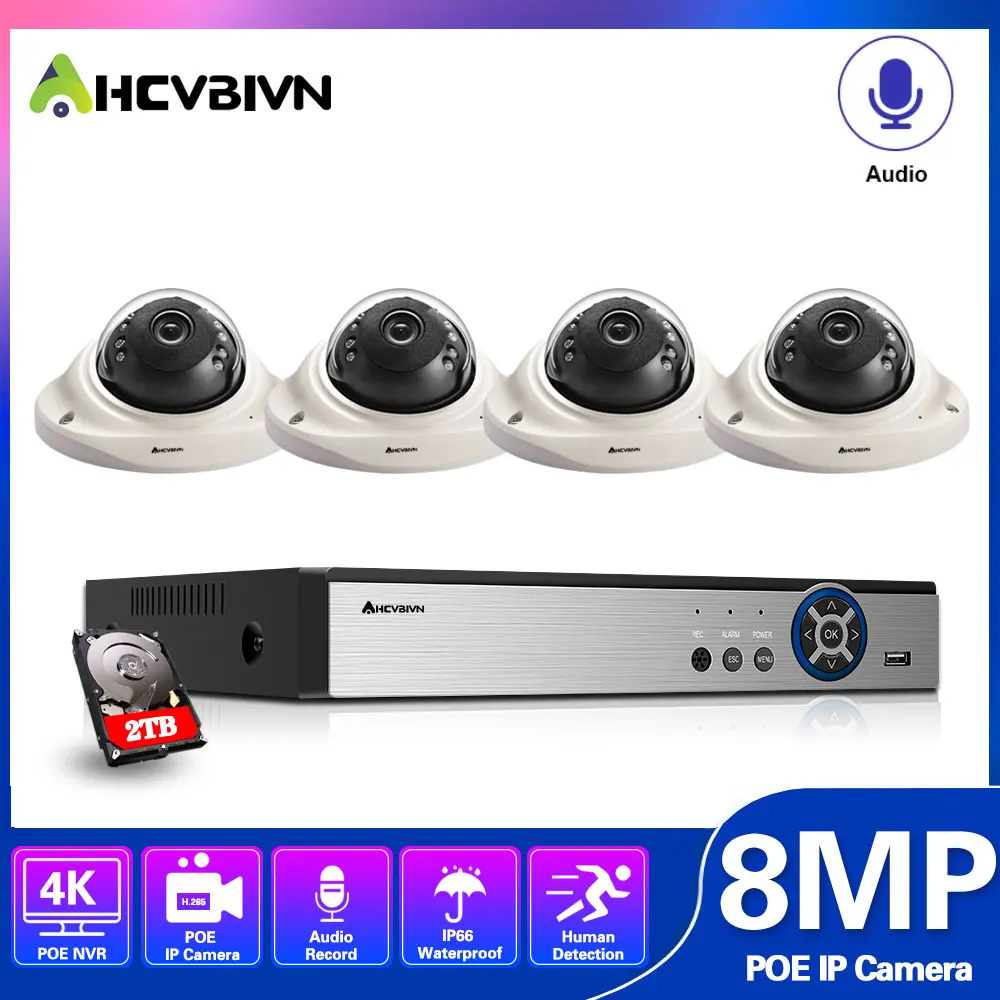 4K 8MP Ultra HD Security Camera System 4ch PoE NVR & Dome 4 PoE IP Waterproof Motion Detection Cameras Surveillance NVR Kit
4K 8MP Ultra HD Security Camera System 4ch PoE NVR & Dome 4 PoE IP Waterproof Motion Detection Cameras Surveillance NVR Kit