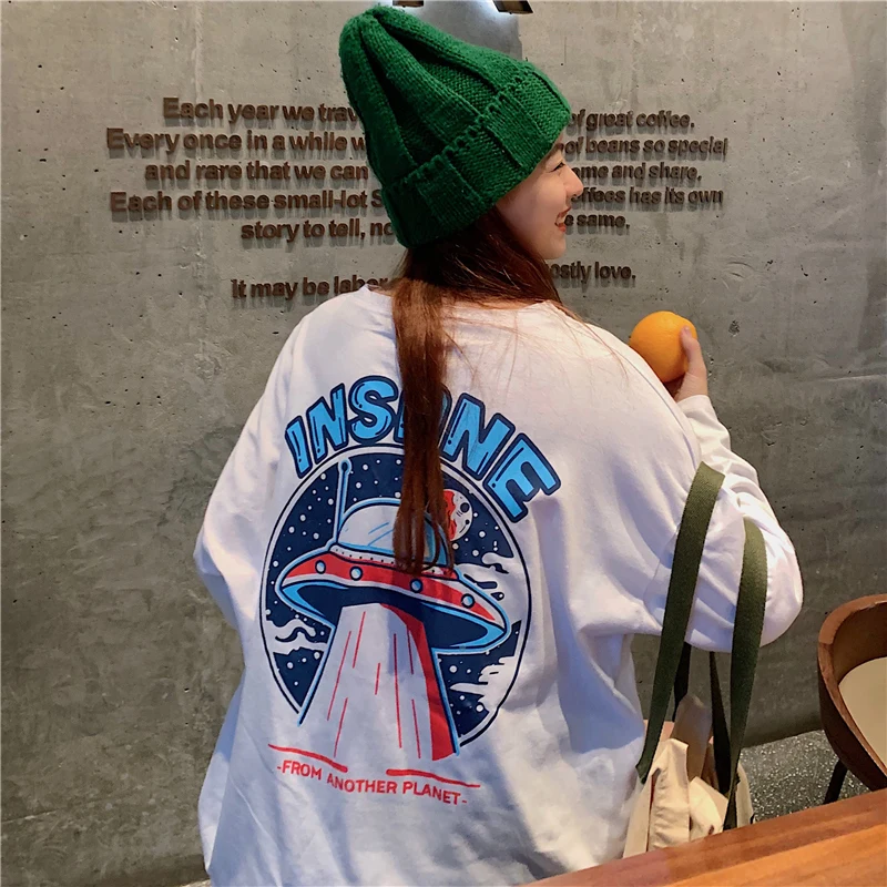 Funny Spaceship Graphic Kawaii Long-Sleeved T-Shirt Women Autumn Fashion Tops Aesthetic Y2k Student High Street Casual Clothes 
Funny Spaceship Graphic Kawaii Long-Sleeved T-Shirt Women Autumn Fashion Tops Aesthetic Y2k Student High Street Casual Clothes