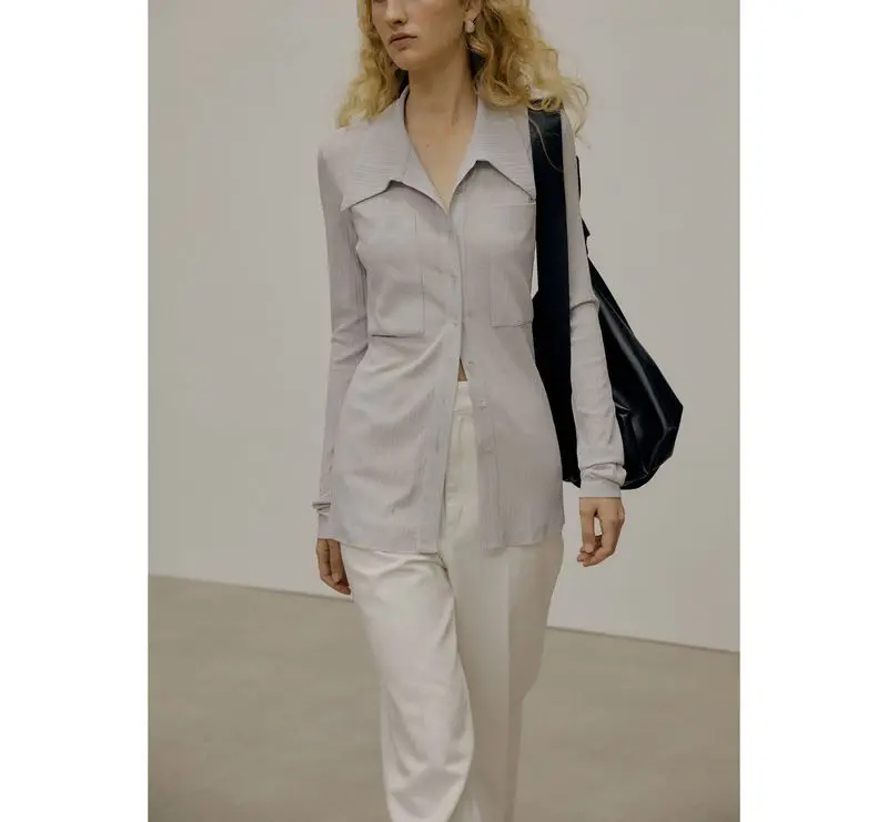 Women Ol Blouse 2021 New Turn-Down Collar Single-Breasted Office Wear Shirt and Tops with Pockets
Women Ol Blouse 2021 New Turn-Down Collar Single-Breasted Office Wear Shirt and Tops with Pockets