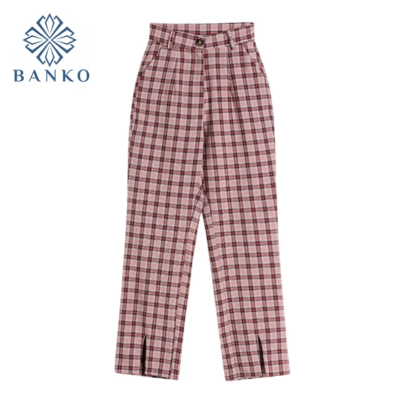 Women Plaid Long Pant Korean Style Vintage High Waist Front-Slit Loose Straight Casual Trouser 2021 Summer Fashion Lady Clothing
Women Plaid Long Pant Korean Style Vintage High Waist Front-Slit Loose Straight Casual Trouser 2021 Summer Fashion Lady Clothing